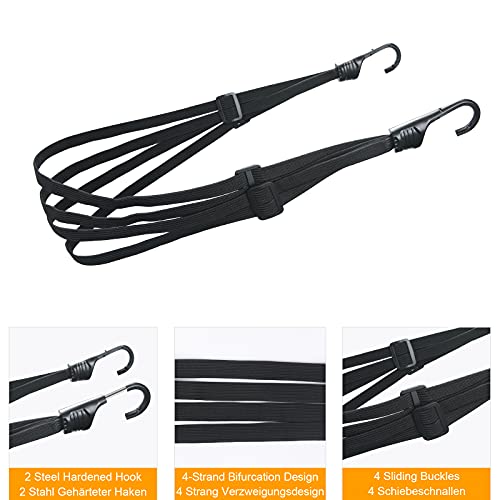 URAQT Fahrrad Spanngurt Elastische, 2 PCS Gepäckgurt Spannseile mit Haken Gepäckträger Fahrradgurt Verstellbarer Gepäckspanner für… – Ansicht 3