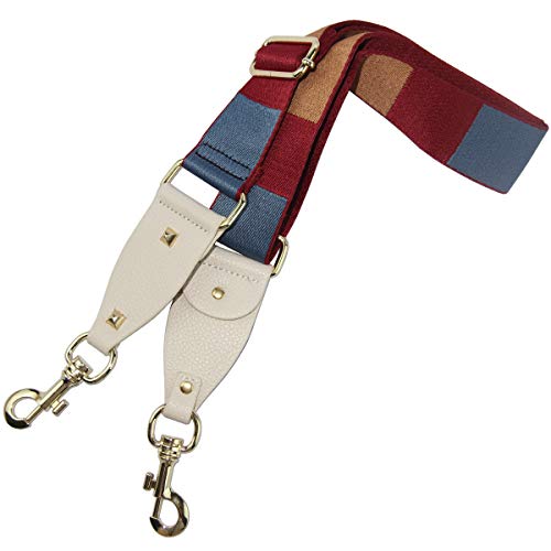 Image of Duwi Wide Purse Strap Multicolor Striped Guitar Style Strap Adjustable Canvas Crossbody Bag Strap