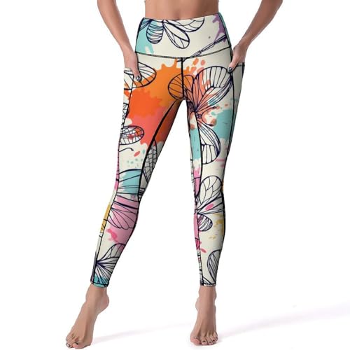 Legging sport femmes pour yoga et gym Couleur Papillon pantalon entraînement S
