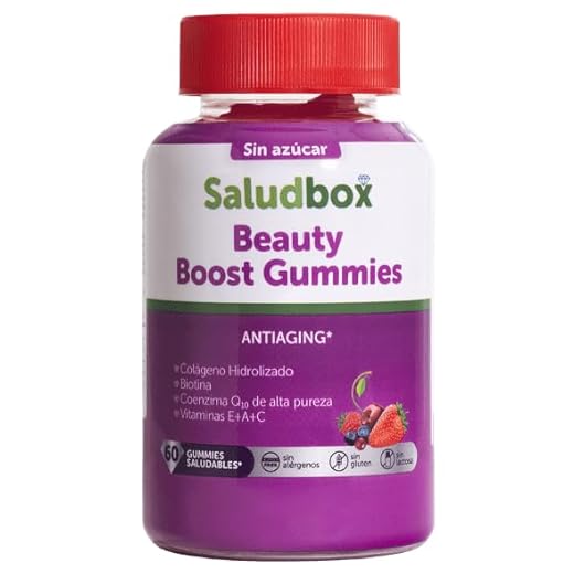 Beauty Boost Gominolas sin azúcar para el mantenimiento normal del cabello, piel y uñas.Con Biotina, Colágeno, CoQ10 y Vitaminas A,CyE | 60 Gummies | Sabor Frutas del Bosque | Sin Gluten.Sin Lactosa