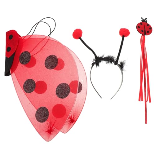 FOYTOKI Conjunto de Accesorios para Disfraz de Mariquita Alas Plegables, Varita Mágica y Diadema, para Niñas en Halloween y Eventos de Cosplay Estilo Aleatorio