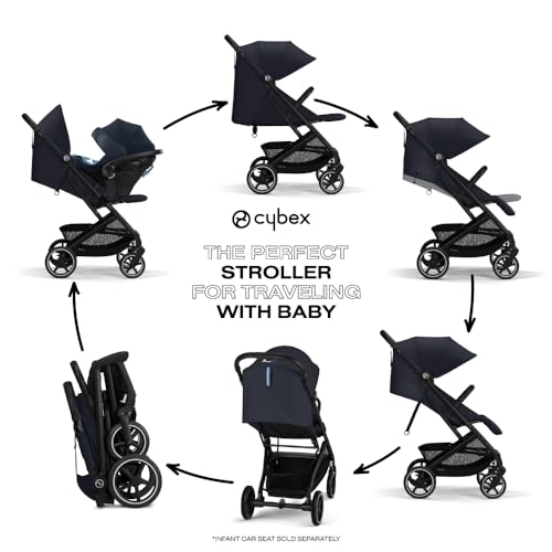 Image of CYBEX Beezy 2 Compact and Lightweight Travel Stroller - Compatible with CYBEX Car Seats, Dark Blue