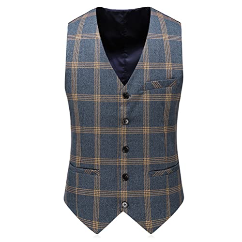 Gilet de costume homme marié chic gilet col en V business casual à carreaux