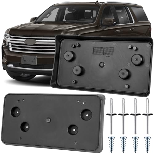 Image of License Plate Bracket Accessories for Chevy Suburban 2021 2022 2023 2024, Tahoe 2021 2022 2023 2024 (Not fit Z71 Model), Front Bumper License Plate Holder Replacement Frame Black Mount