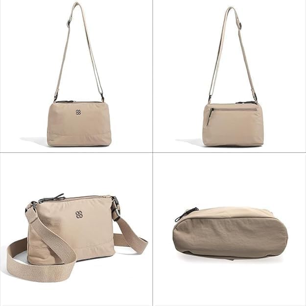 Image of (1Pack Crossbody Bags for Women, Small Shoulder Bag Nylon Simple Purse with Zipper, Multiple Pockets Handbag, Lightweight Casual Mini Purse for Unisex