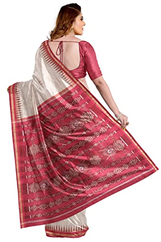 Image of Odisha Sambalpuri Handloom Ikat Women's Cotton Saree, Odisha Handloom Handmade Pure Cotton Khandua Saree, Ikkat Orissa Traditional Handloom Saree Without Blouse