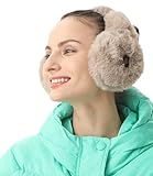 Telepepe beheizter Ohrenschützer, Ohrenwärmer für den Winter, elektrischer Plüsch-Ohrenschützer für kaltes Wetter, 2000mAh wiederaufladbar, kabellos, Geschenke für die Familie (braun)