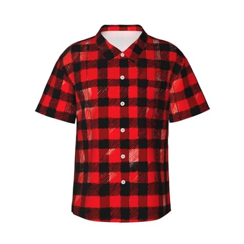 Chemise hawaïenne imprimé carreaux rouge noir homme : la légèreté d'un vêtement d'été fluide