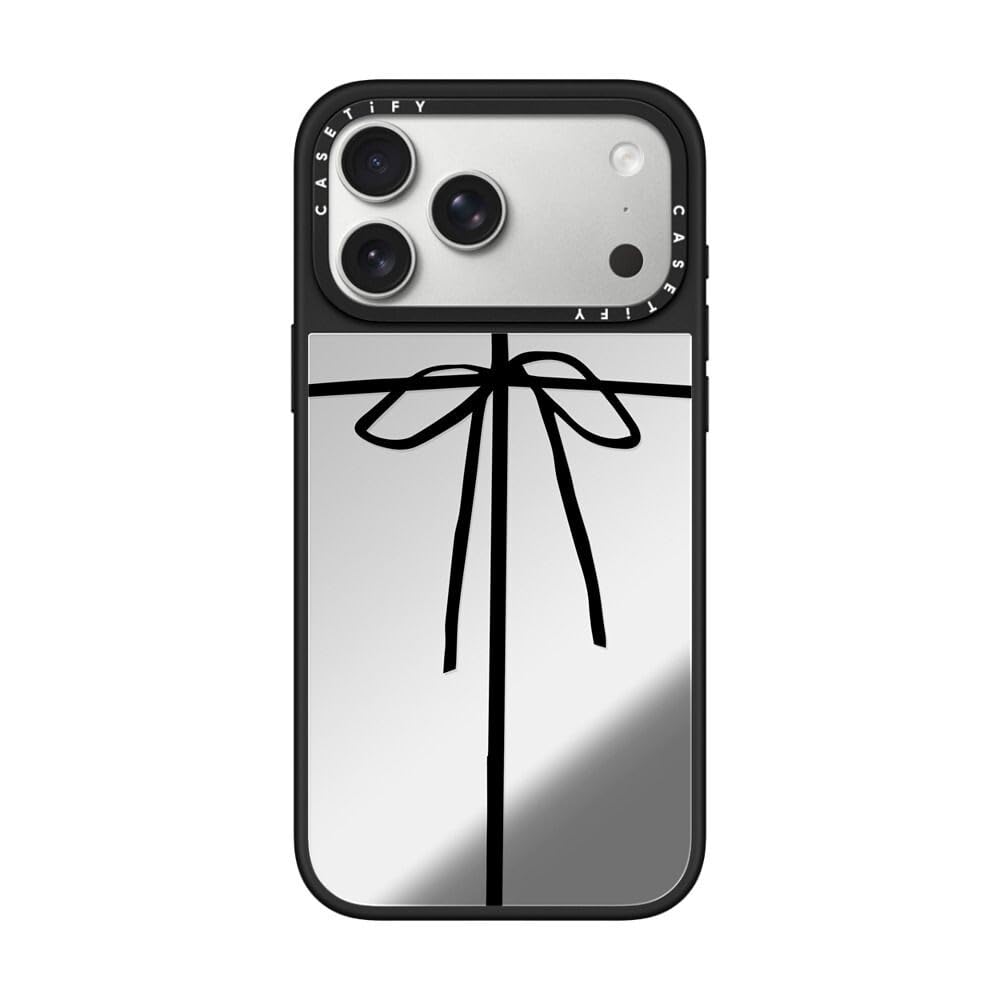 CASETiFY ミラー iPhone 17 Pro Max ケース [鏡面(スマホカバー) / MagSafe対応/指紋防止] - WRAPPED IN A BOW - シルバー (ブラックバンパー)