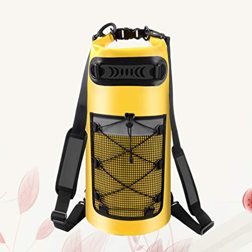 Mochila amarela à prova d'água com rodinhas para nadar e nadar na praia, caiaque, canoagem, pesca,