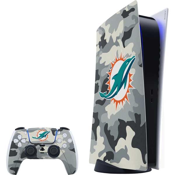 Skinit Decal Gaming Skin Compatible with PS5 Bundle - Officially Licensed NFL Miami Dolphins Camo Design