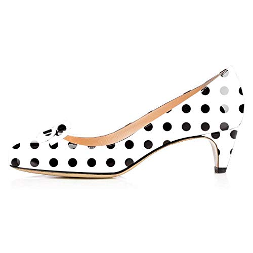 YDN Women Closed Round Toe Pumps Low Heels Shoes with Bowknot for Work Office Ladies Size 4-15 US2