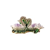 10 x 8 cm FLYuechun Ranan Lot de 10 décorations de bureau en alliage de 8 cm avec deux cygnes sur feuilles de lotus, artisanat en émail micro-paysage, boîte de rangement décorative (violet clair)