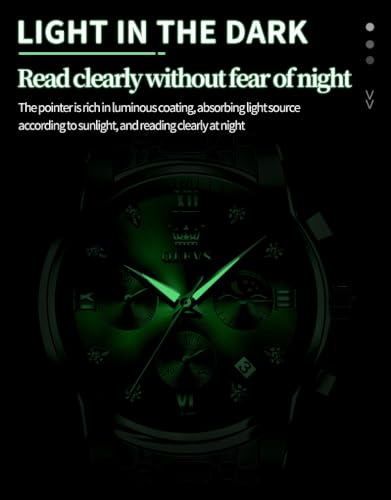 Image of OLEVS Watch for Men Diamond Business Dress Analog Quartz Stainless Steel Waterproof Luminous Date Two Tone Luxury Casual Wrist Watch Blue