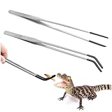 2PCS Stainless Steel Reptile Feeding Tongs with Rubber Tip, 10.6