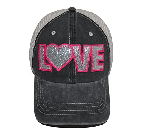 Love Cap For Women And Girls, Trendy Trucker Hat, Bling Baseball Caps With Words, Love Heart Hats, Adjustable One Size #TOP3