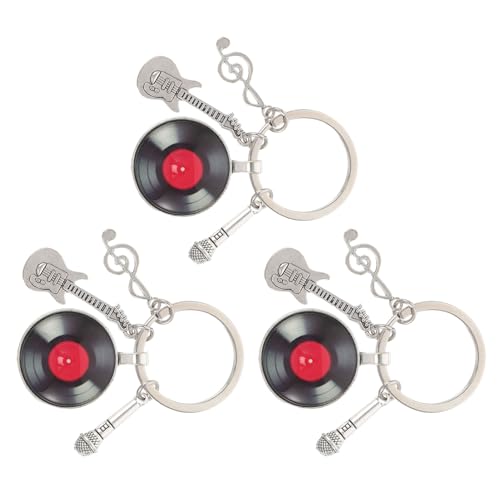 Llaveros musicales PRETYZOOM en pack de 3 piezas metálicas con dijes vintage para mochilas