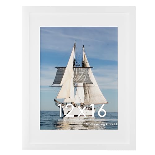 PEALSN Bilderrahmen, 30,5 x 40,6 cm, mit Passepartout, Weiß – Ansicht 1