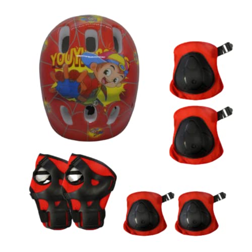Kit capacete joelheiras cotoveleiras e luvas (Vermelho)