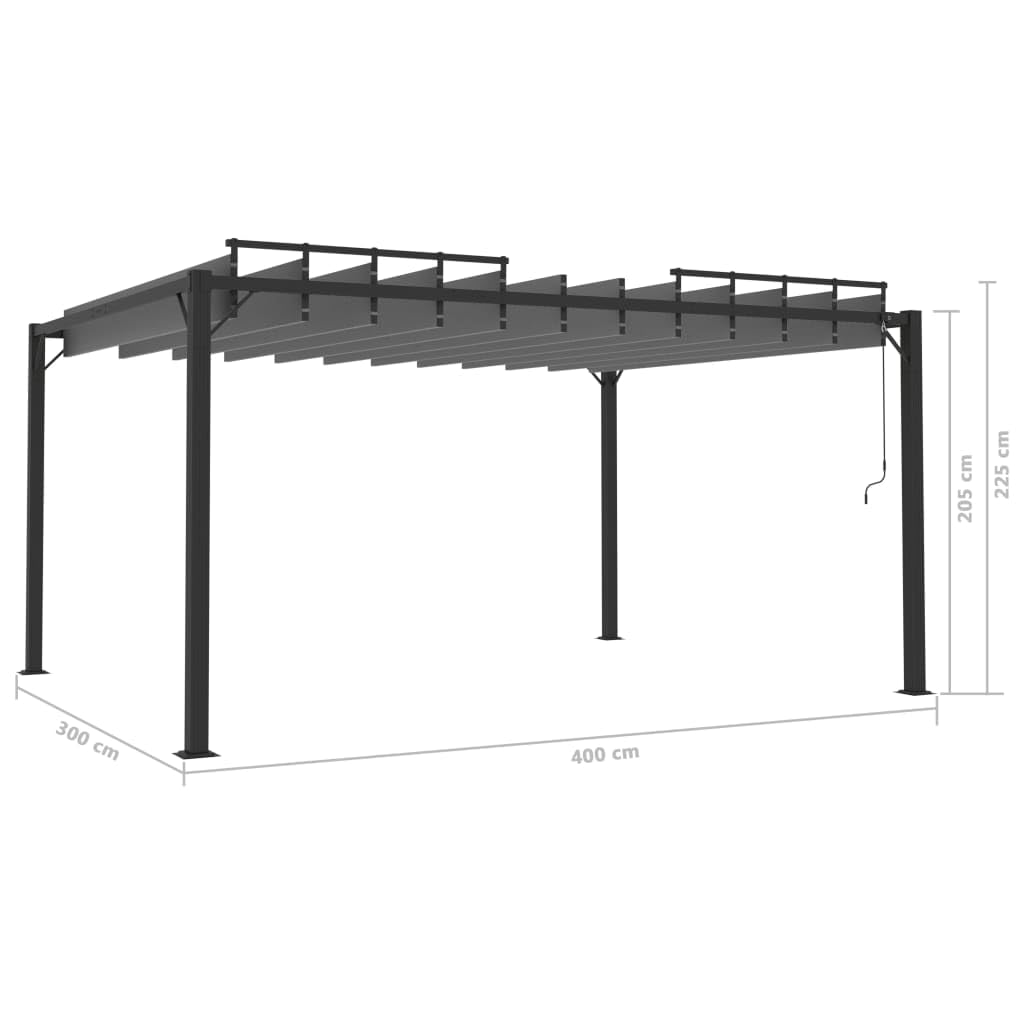 Pergola z dachem lamelowym 3 x 4 m, antracytowa, wodoodporna, aluminiowa rama, regulowany dach do ogrodu i na taras