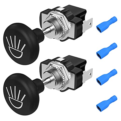 Joinfworld Golf Cart Headlight Switch Push Pull Type 12 Volt Universal Light Switch Button for Club Car EZGO Yamaha - 2Pcs