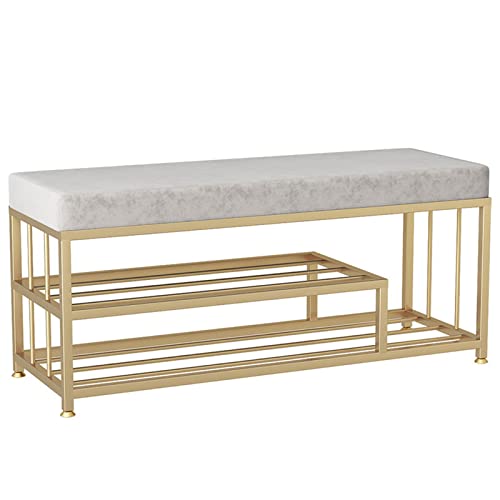 Banc à chaussures en velours gris pour ne plus encombrer l'entrée