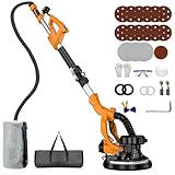 Drywall Sander with Vacuum Dust Collector, LED Light, 9 Variable Speed, Collapsible & Extendable Handle, Popcorn Ceiling Removal Tool, Drywall Sander with Vacuum for Wall Texture Elimination
