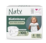 Naty BioEmbrace Baby Nappies | Sensitive Skin Safe Certified | Leak Protection up to 100% | Plant-Based Softness, Premium Comfort | Chlorine-Free |Size 4 (7–18kg), 88 Count
