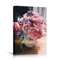 Canvas Wall Art Pink Arrangement Bouquet Expressive Floral Multicolor Photography Romantics - 12x18 inches