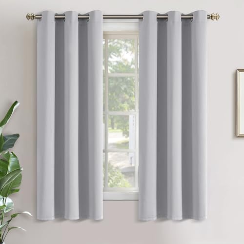 Image of YoungsTex Blackout Curtains 63 Inches Length for Bedroom Window - Thermal Insulated with Grommet Room Darkening Drapes Blinds for Basement Office, Light Grey, 2 Panels, 34 x 63 Inch