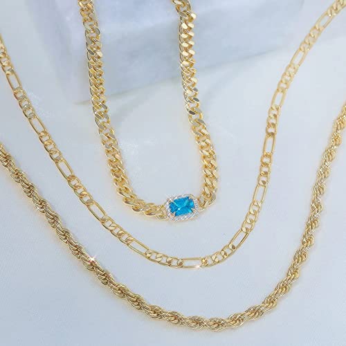 Cowlyn Square Birthstone Choker Pendant Necklace 18K Gold Plated Cuban Chain Anniversary Birthday Valentine's Day Jewelry Gifts For Women Wife Mom Girlfriend #TOP4