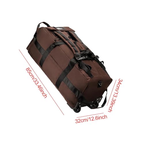 Duffel Bag with Wheels Luggage Heavy Duty Foldable Trolley Bag Suitcase for Outdoor Camping Business Trip Traveling Men Women, Brown3