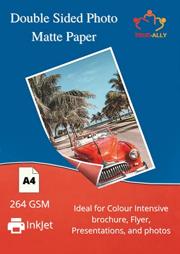 Image of True-Ally A4 Double Sided Matte(LUSTER) Inkjet Photo Paper (White) Size - 8.5x11 Inches, 264 GSM (A4-40 Sheets)