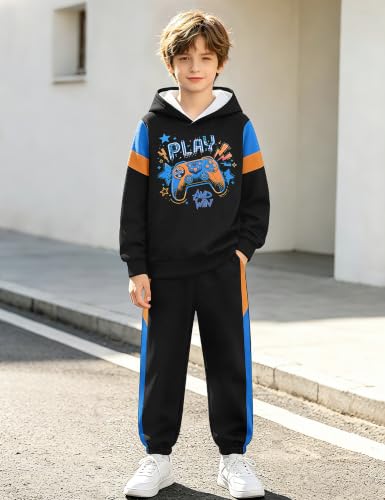 Image of KANGKANG Boys Clothes Two Piece Long Sleeve Hooded Sweatshirt Top Camouflage Sweatpants Fall Outfits Winter Clothes Set 6-16Y