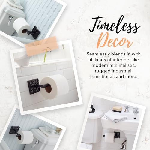Autumn Alley Black Toilet Paper Holder - Modern Farmhouse Black Toilet Paper Holder Wall Mount, Toilet Paper Roll Holder for Bathroom Rustproof Industrial Unique Style