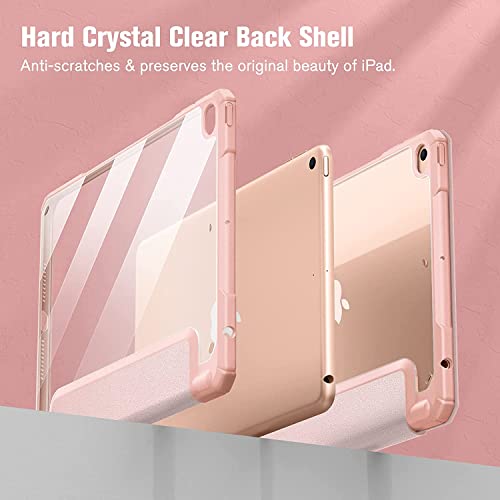 Image of SwooK Hybrid Case for 7.9 inch iPad Mini 5 /4 (A2133 A2124 A2126 A2125 A1538 A1550) With Shockproof Clear Back Shell Flip Cover (Rose Gold)
