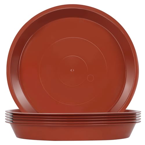 Muzhira Lot de 6 Soucoupes pour Plantes, Soucoupes pour Pots de Fleurs pour Plantes, Plateaux de Planteur pour Intérieur, Extérieur, Jardin - 11.5cm/Rouge
