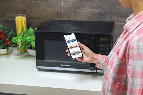 Candy New Timeless CMGA25TNDB, Microondas con Grill, 25L, 1400W, 6 Niveles de Potencia, Digital, 8 Funciones, Bloqueo Seguridad, Plato 27CM, Grill Rack, Autolimpieza, App hOn, Negro