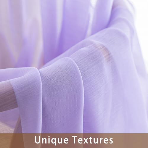 Image of Purple Sheer Curtains 72 Inches Long, Privacy Semi Sheer Curtains for Living Room Bedroom, Light Filtering Rod Pocket Voile Window Drapes 2 Panels Set, Each 42 inch W x 72 inch L