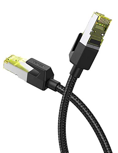 UGREEN Cavo Ethernet Cat 7 RJ45 Nylon Intrecciato con 10Gbps Alta velocità 600MHz FFTP Compatibile con TV Box PS4 PS3 Xbox Switch PC Modem Console di Giocco,ECC (5M)