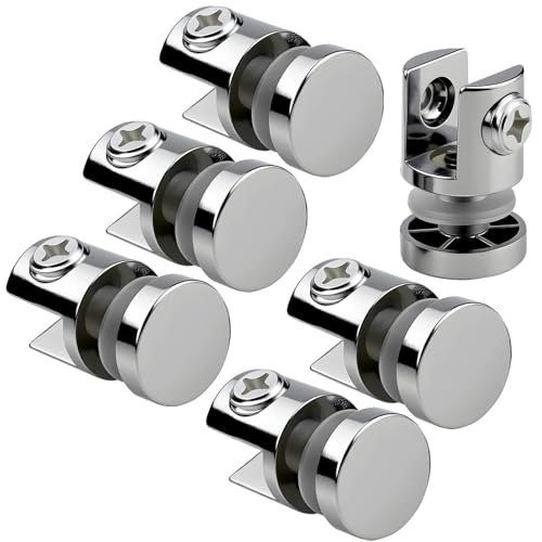 TXXATX 6 Piezas Soporte Estante Cristal Ajustable Soporte Balda Cristal Aleación de Zinc Abrazadera de Vidrio Sólido Soportes de Clip de Vidrio para Espejos de 5-10 mm Armarios Baños Espejos Muebles