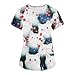 Womens Scrub Tops Comfy Short Sleeve V-Neck Nurses Uniforms Fashion Vintage Cats Print Working Medical Scrub Shirts Cute Animals Elements Graphic Scrub Tops with Pockets Anti-Wrinkle Overalls