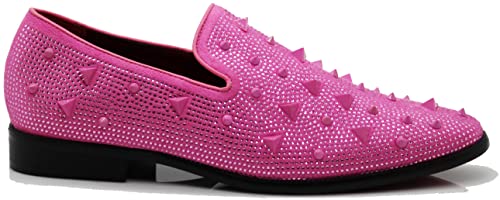 Image of SPK24 Men Vintage Spikes Sparkle Formal Tuxedo Stage Fashion Slip On Loafer Dress Shoes