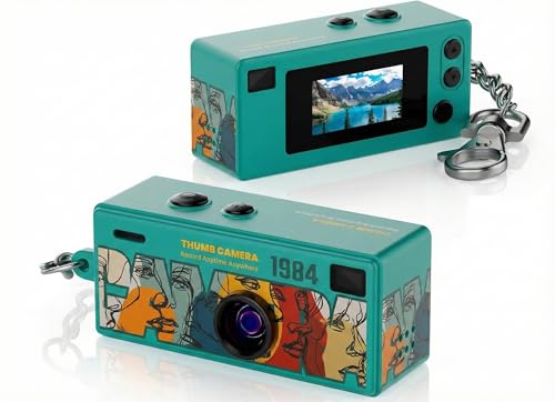 Image of Jumbao G6 Keychain Digital Camera - Mini Digicam with 1080P Video & 0.96 inch LCD Screen, Retro Film Simulation Style, 130 Wide Angle Bag Charm Camera for Beginners Teens and Adults (Green)
