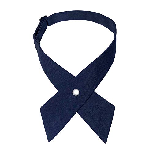 Men & Women Adjustable Criss-Cross Bowtie School Uniform Pre Tied Bow Tie Cross Neck Tie (Navy Blue)