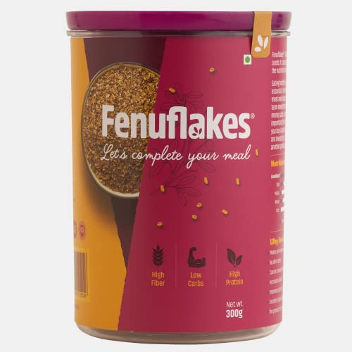 Fenuflakes 300g – Fiber and Protein rich food | For Gut Health, Weight Management and Diabetic Friendly | Flakes of methi (Fenugreek) seeds| Neutral in taste | Add it to oats, millets, or any food |100% plant based | No Preservatives | Ultra-low carbs | Vegan Fenuflakes 300g – Fiber and Protein rich food | For Gut Health, Weight Management and Diabetic Friendly | Flakes of methi (Fenugreek) seeds| Neutral in taste | Add it to oats, millets, or any food |100% plant based | No Preservatives | Ultra-low carbs | Vegan