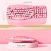 MEETION Wireless Ergonomic Keyboard, Wave Keys Wrist Rest Natural Typing Keyboard, 2.4G USB-A Cordless Receiver and USB-C Adapter, Ergo Computer Keyboard Compatible with Windows/Mac/Laptop/PC, Pink