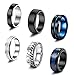 LOLIAS 6Pcs Anillos de Acero Inoxidable para Hombres Anillos de Cadena Trenzada Anillos de Abridor de Cerveza Conjunto Giratorio Vintage para Hombre Negro Plata Promesa de Boda Anillo de Banda