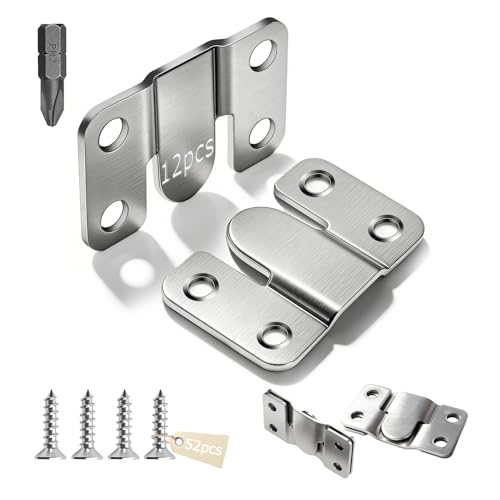 Image of PDKKFF 12Pcs 53x30mm Flush Mount Brackets with 52 Screws and 1 PH2 Bit