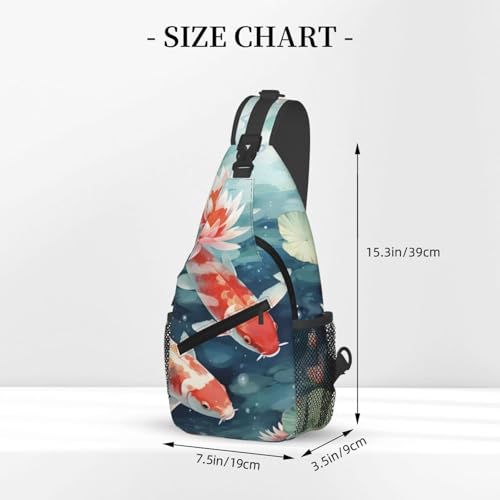 Bolso tipo sling con patrón de carpa para mujer y hombre miniatura 3